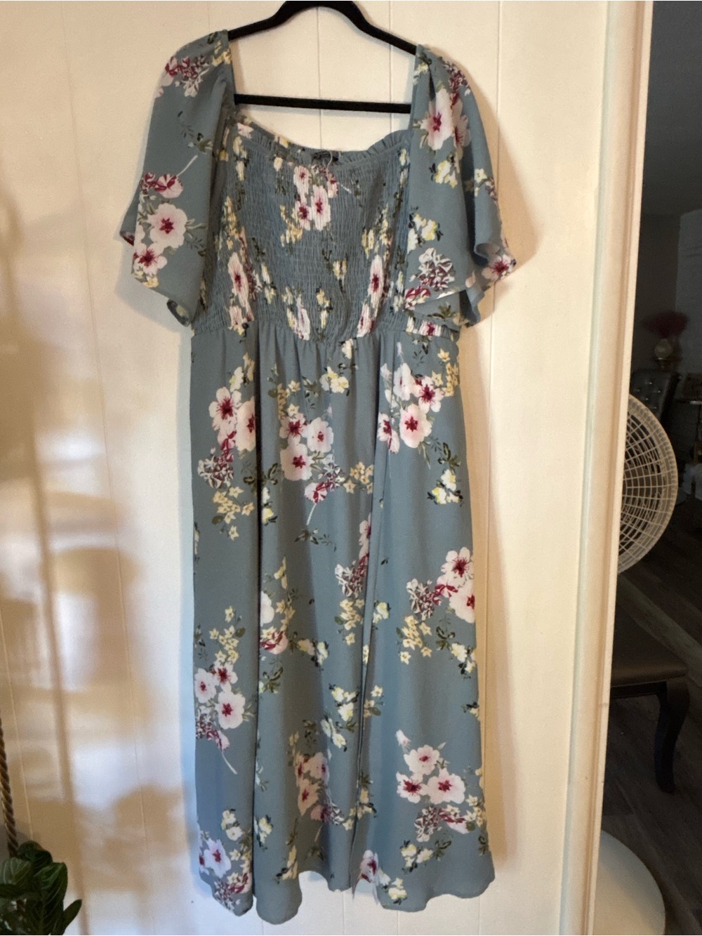 BloomChic Dusty Blue Floral Maxi Dress